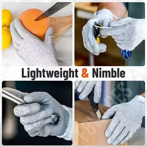 Grey Anti Cut Resistant Safety Hand Gloves - Image 5