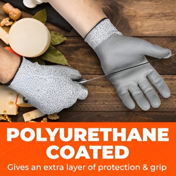 Grey Anti Cut Resistant Safety Hand Gloves - Image 2