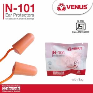 Venus 101 Foam Corded Ear Plugs – Soft, Reusable & Noise-Reducing ( Pack of 250 Pair  )