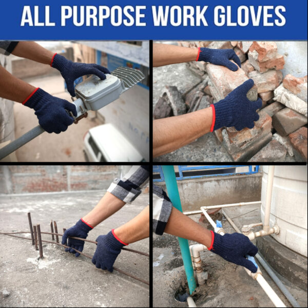 35,50,60,70,80 Gram Blue Cotton Knitted Safety Hand Gloves Pack OF 50 Pair - Image 5