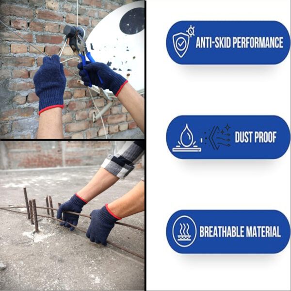 35,50,60,70,80 Gram Blue Cotton Knitted Safety Hand Gloves Pack OF 50 Pair - Image 7