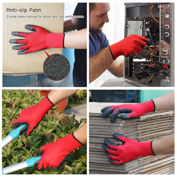 Latex Crinkle Coated Safety Gloves for Men Industrial Gloves - Hand Gloves for Men - Gardening Gloves - Working Gloves for Men - Rubber Gloves for Gardening Work - Anti Cut Resistant Gloves - Image 6