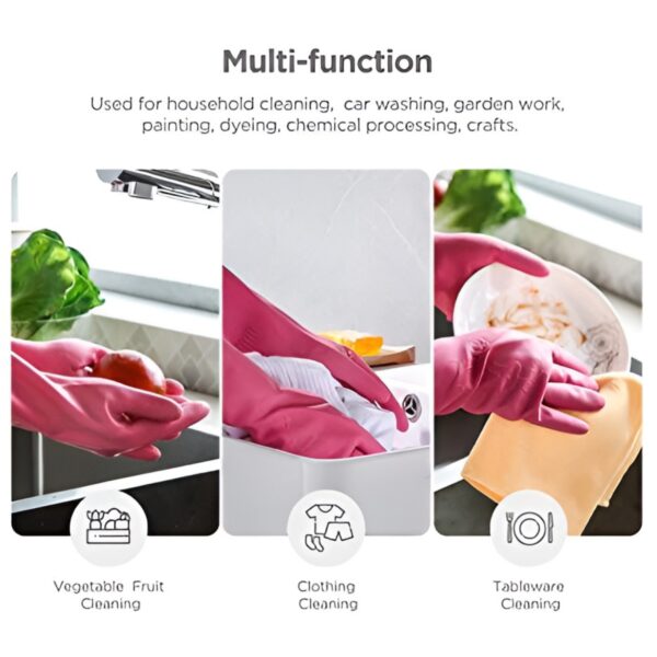 Reusable Latex Rubber Lined Hand Gloves for Kitchen Dishwashing During Winters, Elbow Length, Wet and Dry Glove (Pink, Pack of 1 Pair) - Image 5