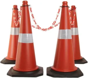 750 MM, Cones with Reflective Strips and Chain Road Safety Construction Zones Parking Areas 1 Piece
