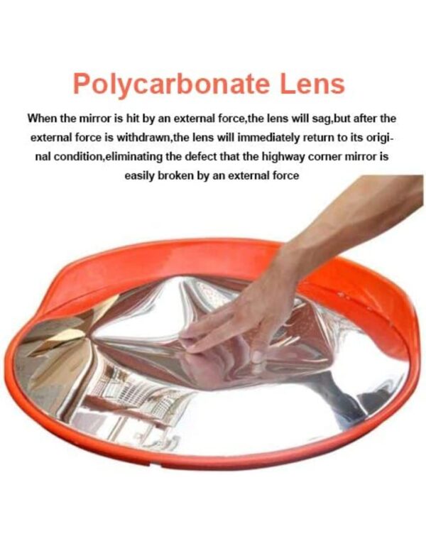 24 Inch (60 CM) Polycarbonate Traffic Mirror Unbreakable Round Wide-Angle Driveway Mirror - Image 3