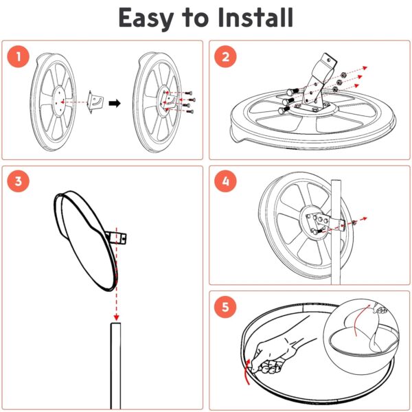 40 Inch (100 CM) Polycarbonate Traffic Mirror Unbreakable Round Wide-Angle Driveway Mirror - Image 3