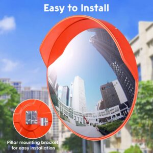 40 Inch (100 CM) Polycarbonate Traffic Mirror Unbreakable Round Wide-Angle Driveway Mirror