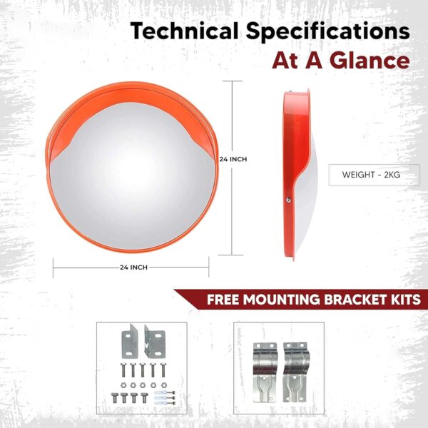 24 Inch (60 CM) Polycarbonate Traffic Mirror Unbreakable Round Wide-Angle Driveway Mirror - Image 6