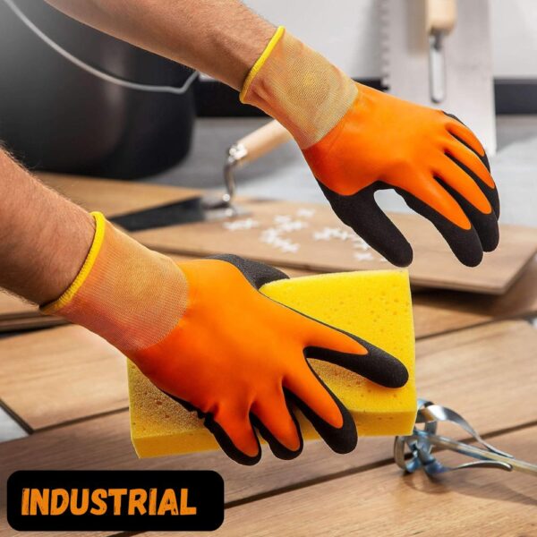 Waterproof Winter Work Gloves for Men and Women Double Coated and Therman Insulated Gloves for Cold Weather, Outdoor Freezer Gardening Agriculture Multi-Purpose Gloves (ORANGE, PACK OF 1 PAIR) - Image 5