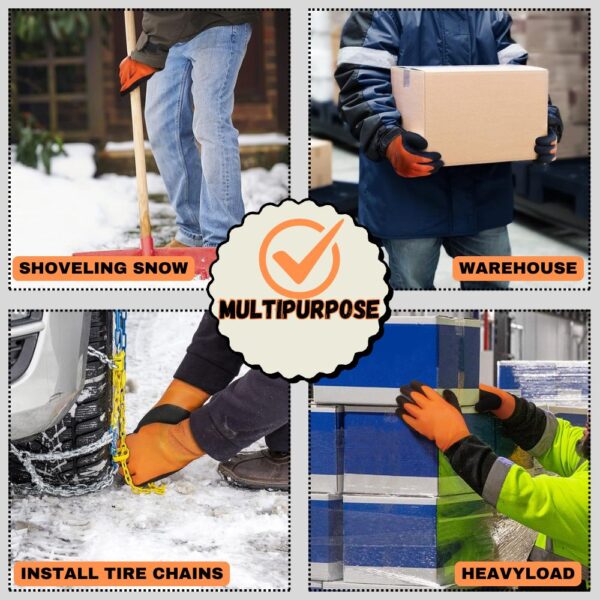 Waterproof Winter Work Gloves for Men and Women Double Coated and Therman Insulated Gloves for Cold Weather, Outdoor Freezer Gardening Agriculture Multi-Purpose Gloves (ORANGE, PACK OF 1 PAIR) - Image 8