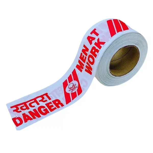 White & Red Barrication Tape (3 Inches x 120 Mtr) PVC Material, Caution Danger Men at Work, Warning Tape - Image 5
