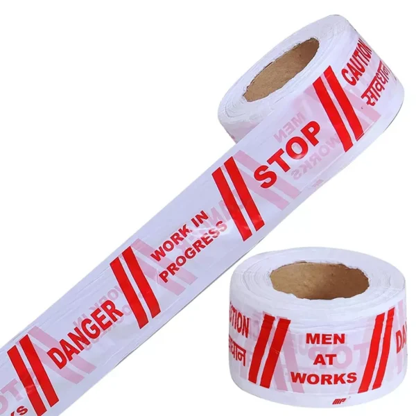 White & Red Barrication Tape (3 Inches x 120 Mtr) PVC Material, Caution Danger Men at Work, Warning Tape - Image 3