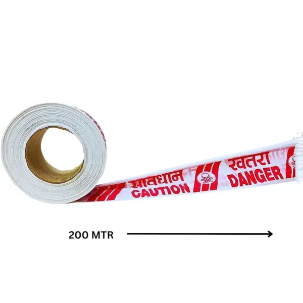 White & Red Barrication Tape (3 Inches x 120 Mtr) PVC Material, Caution Danger Men at Work, Warning Tape - Image 2
