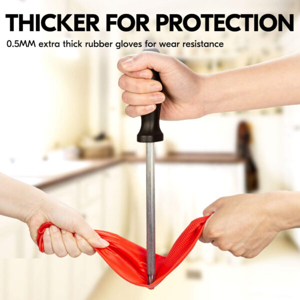 Reusable Latex Rubber Lined Hand Gloves for Kitchen Dishwashing During Winters, Painting, Gardening, Pet Care Elbow Length, Wet and Dry Gloves (Red, Pack of 1 Pair) - Image 3