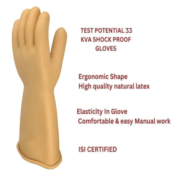 33 KV Electrical Seamless Rubber Safety Hand Gloves ( Test Potential 33000 V & Working Potential 7500 V ) - Image 4