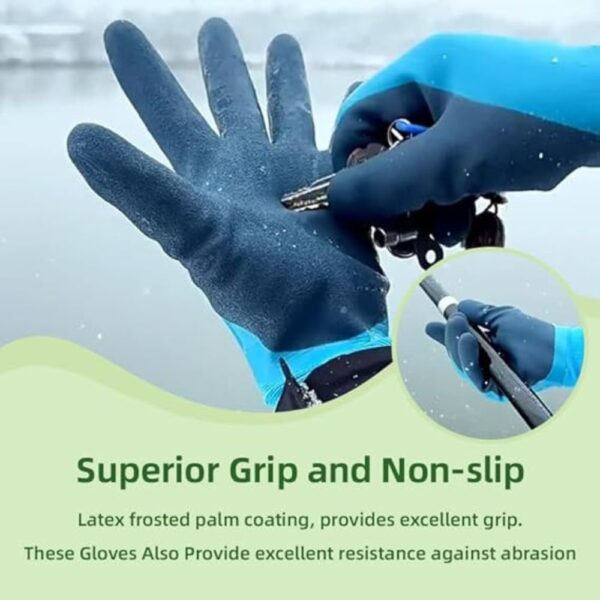 Waterproof Winter Work Gloves for Men and Women Double Coated and Therman Insulated Gloves for Cold Weather, Outdoor Freezer Gardening Agriculture Multi-Purpose Gloves (BLUE, PACK OF 1 PAIR) - Image 3