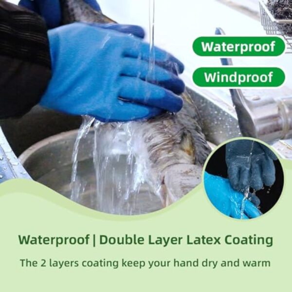 Waterproof Winter Work Gloves for Men and Women Double Coated and Therman Insulated Gloves for Cold Weather, Outdoor Freezer Gardening Agriculture Multi-Purpose Gloves (BLUE, PACK OF 1 PAIR) - Image 4