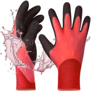 Waterproof Winter Work Gloves for Men and Women Double Coated and Therman Insulated Gloves for Cold Weather, Outdoor Freezer Gardening Agriculture Multi-Purpose Gloves (RED, PACK OF 1 PAIR)