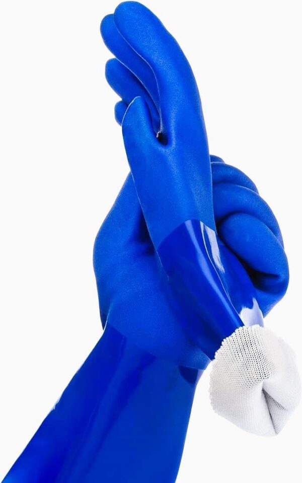 10, 12,14,16, INCH PVC Supported Safety Hand Gloves For Acid And Caustics Chemical Handling Cotton Interlock Lined - Image 9