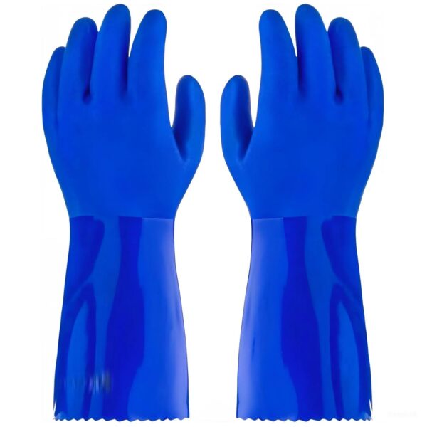 10, 12,14,16, INCH PVC Supported Safety Hand Gloves For Acid And Caustics Chemical Handling Cotton Interlock Lined - Image 4