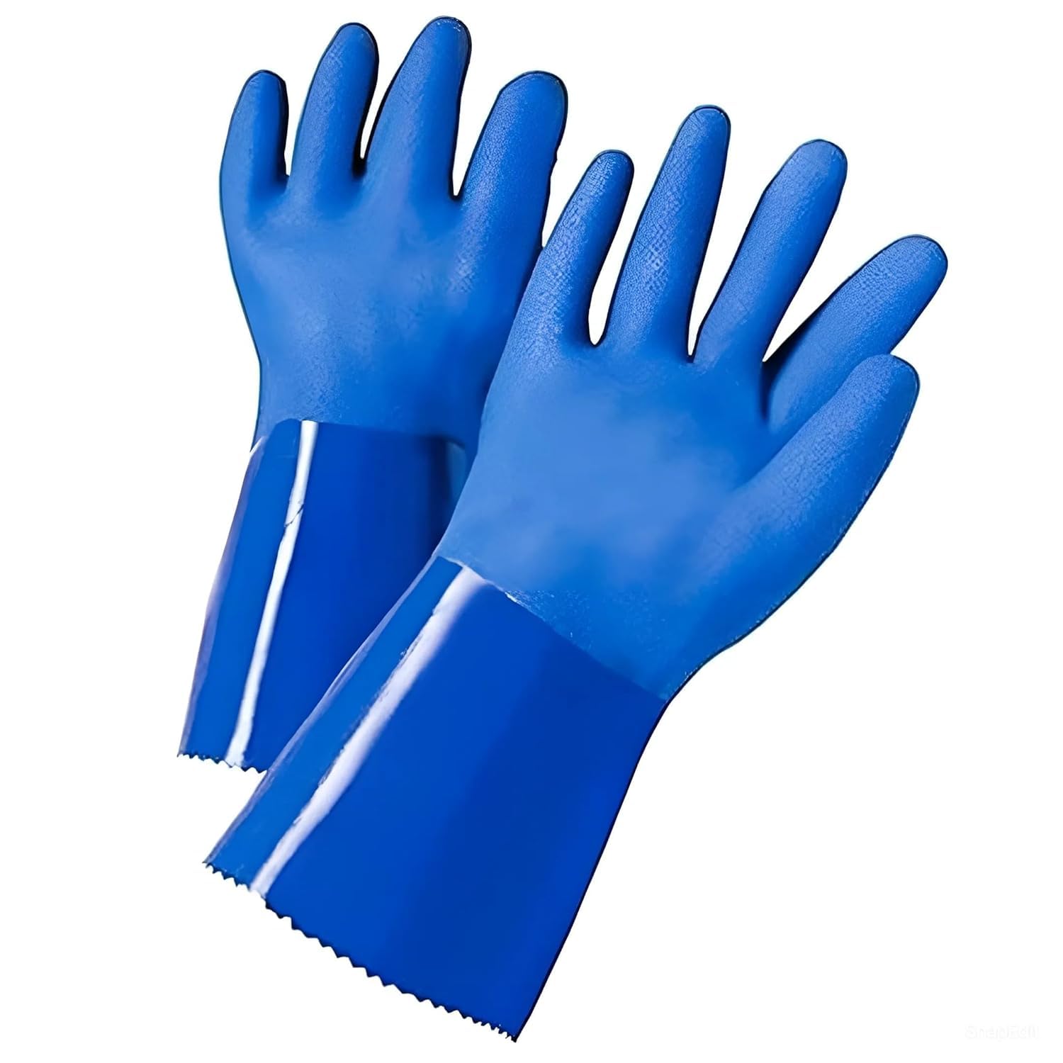 10, 12,14,16, INCH PVC Supported Safety Hand Gloves For Acid And Caustics Chemical Handling Cotton Interlock Lined