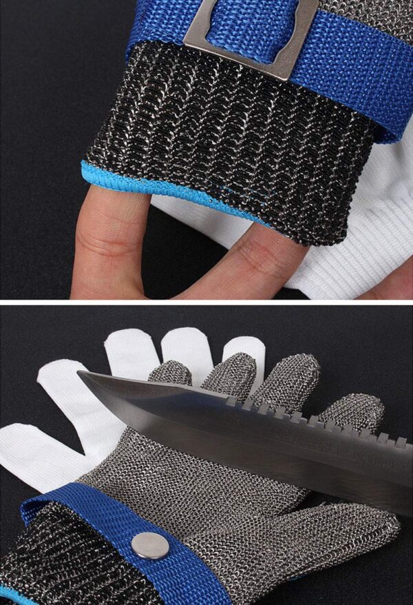 Stainless Steel Cut Resistant Cutting Chopping Safety Hand Gloves - Image 3