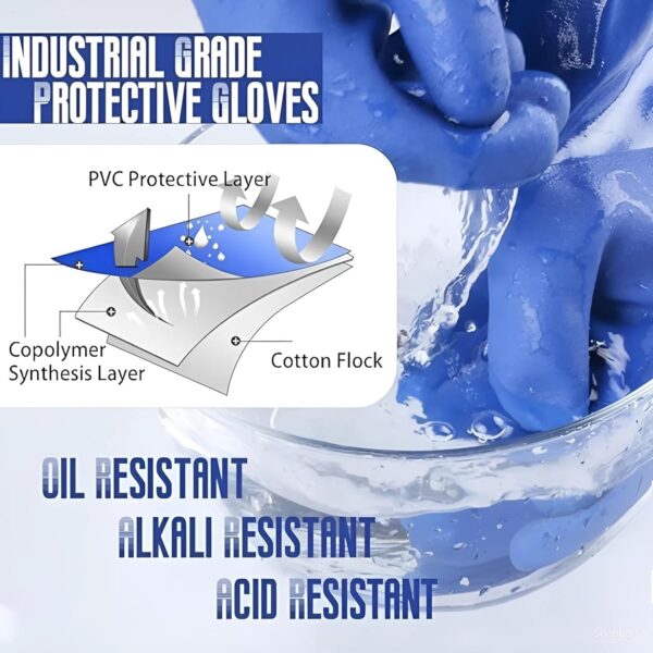 10, 12,14,16, INCH PVC Supported Safety Hand Gloves For Acid And Caustics Chemical Handling Cotton Interlock Lined - Image 7