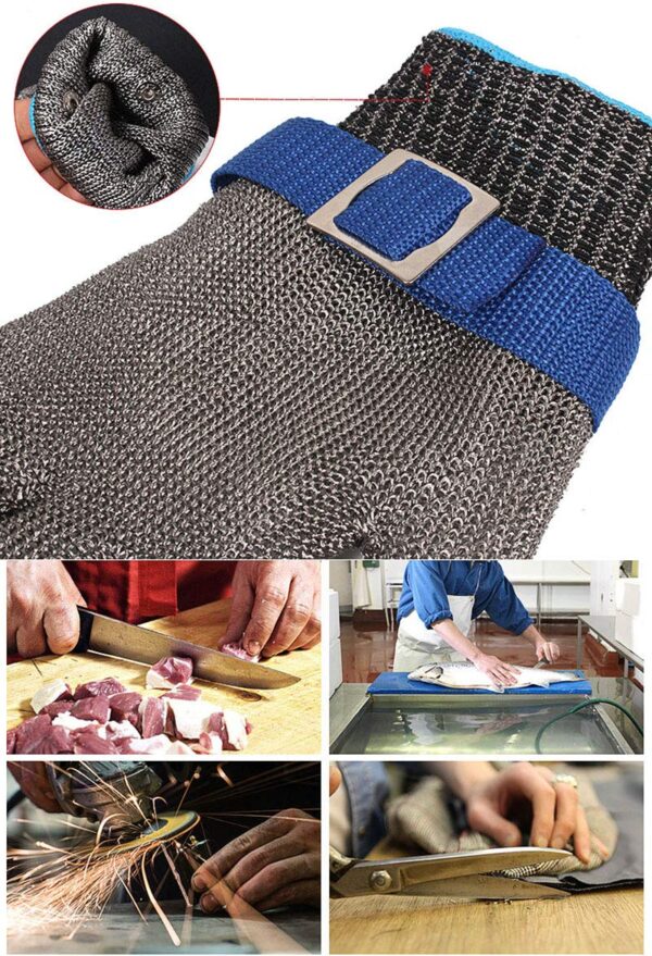 Stainless Steel Cut Resistant Cutting Chopping Safety Hand Gloves - Image 4