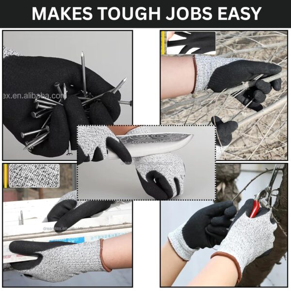 Nitrile Coated Cut Resistant Multipurpose Working Safety Hand Gloves - Image 3