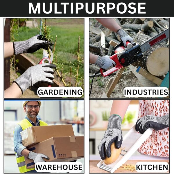 Nitrile Coated Cut Resistant Multipurpose Working Safety Hand Gloves - Image 2