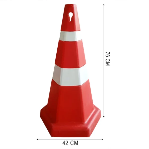 5.10 KG   750 MM, Haxagonal  Cones with Reflective Strips and Chain Road Safety Construction Zones Parking Areas 1 Piece - Image 7