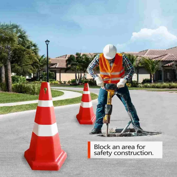 5.10 KG   750 MM, Haxagonal  Cones with Reflective Strips and Chain Road Safety Construction Zones Parking Areas 1 Piece - Image 5