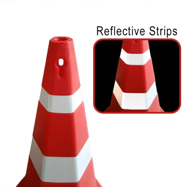 5.10 KG   750 MM, Haxagonal  Cones with Reflective Strips and Chain Road Safety Construction Zones Parking Areas 1 Piece - Image 6