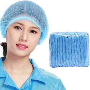Blue Non-Woven Disposable Bouffant Caps ( 100 Pcs In 1 Packet )