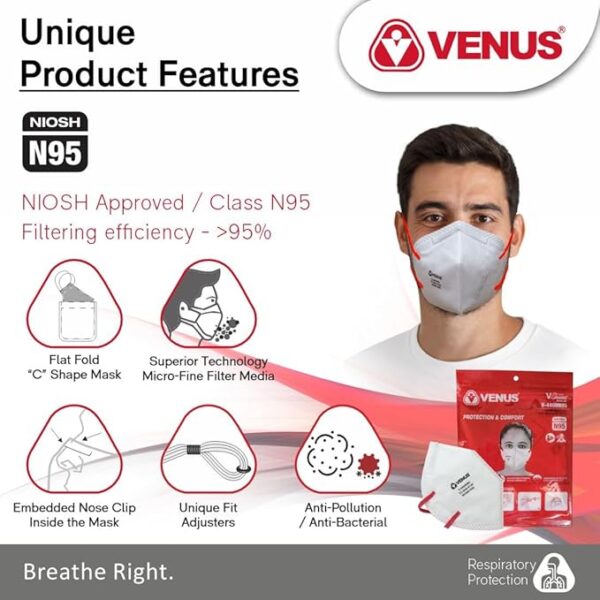 N95 V-4400 Face Mask with Exhalation Valve - Image 8