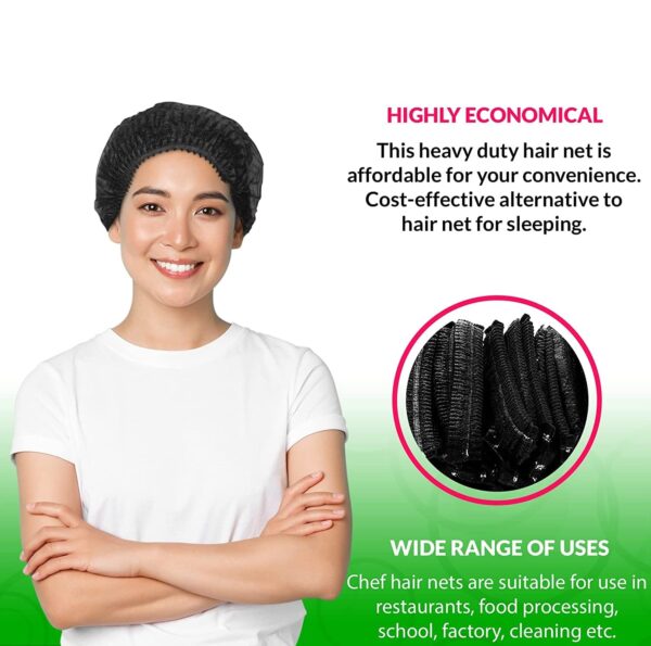 Black Non-Woven Disposable Bouffant Caps ( 100 Pcs In 1 Packet ) - Image 4