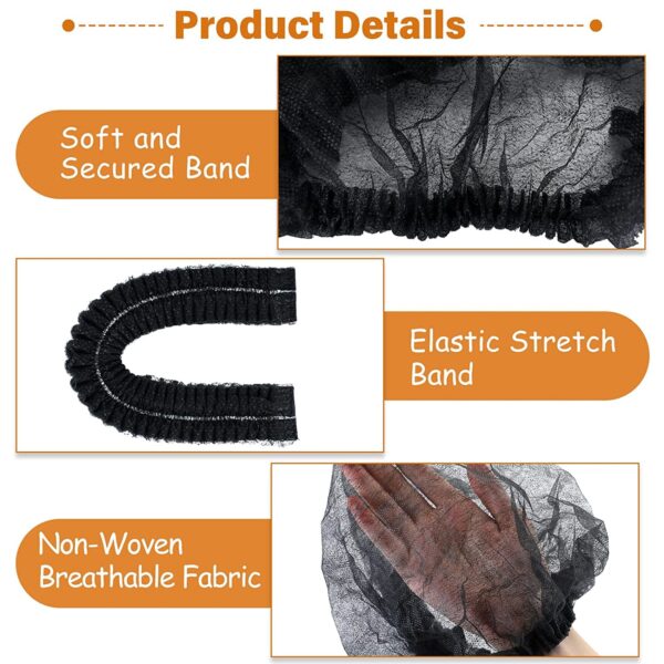 Black Non-Woven Disposable Bouffant Caps ( 100 Pcs In 1 Packet ) - Image 3