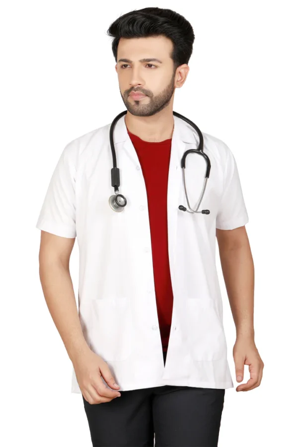 Unisex Pure Cotton Half Sleeves Lab Coat - Image 11