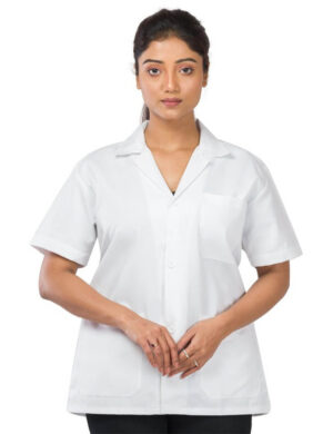 Unisex Pure Cotton Half Sleeves Lab Coat
