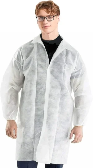 White Non Woven Disposable Lab Coat